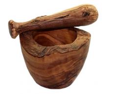 budawi- Olivenholz Mörser & Stößel (XL) Gewürzmörser Holzmörser Olivenholzschale Olivenholzmörser