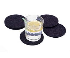 Spetebo 12x Filz Untersetzer rund in grau und schwarz - Glasuntersetzer Getränkeuntersetzer Tassenuntersetzer