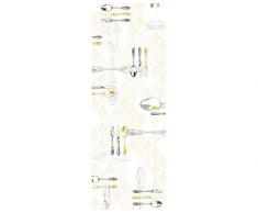 awallo Dekopanel Motiv Silberbesteck in den Farben Beige, Gelb, Gold, Grau Fototapete in 100x280cm auf Vliestapete Made in Germany einfache und schnelle Verarbeitung