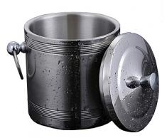 Slakr Eiseimer Eisbehälter Sektkühler Eiswürfelbehälter Mit Deckel Edelstahl Weinkühle Eiskübel Eiskühler Doppelwand-Isolierung Für Besonders Lange Kühlung 2 L, Silber