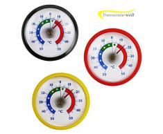 Thermometerwelt Thermometerset 3 Stück Kühlschrankthermometer Kunststoff Gefrierschrank Thermometer schwarz rot gelb 4955