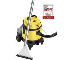 Clatronic BSS 1309 4in1 Mehrzweck-Nass-/Trockensauger mit Shampoo-Funktion inkl. separatem, abnehmbaren Tank für Reinigungsmittel (4 Liter), umfangreiches Zubehör, Schwarz/Gelb