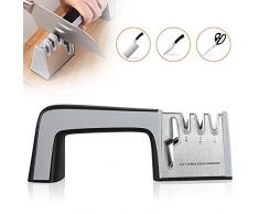 UBEGOOD Messerschaerfer, 4 in 1 Manuelle Messerschärfer Edelstahl Schärfer küchenmesser Schärfer Wolframstahl für Grobschärfen und Scheren Schleifen, Diamant Feinschärfen, Keramik Präzisionsschärfen