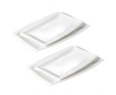MALACASA, Serie Blance, 4 TLG. Set CremeWeiß Porzellan Servierplatte Set 13,25/11 Zoll Flachteller