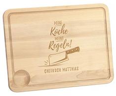 LAUBLUST Schneidebrett Meine Küche Motiv - Küchenbrett Personalisiert mit Wunschgravur - 40x30x2cm, Holz, Natur, FSC®