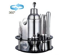 X-cosrack Cocktail Shaker Set, Cocktailshaker Bar Set aus Edelstahl, 18 Teile mit Rutante Ausgang, Bartending Preminu für zu Hause, Bar, Reisen, Party und Outdoor zwischen