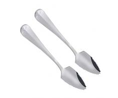 BESTONZON Fruchtlöffel mit Wellenschliff Langer Griff Grapefruit und Dessertlöffel Kaffee Rührlöffel 2PCS