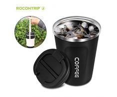 ROCONTRIP Vakuum Kaffee Tasse, Wiederverwendbare Reisebecher Doppelwandige Edelstahl Kaffee Tasse mit auslaufsicherem Deckel Umweltfreundliche Reisebecher für Kaffee und Getränke für unterwegs, Büro
