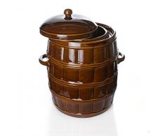 Gärtopf aus Steinzeug mit Deckel u. Wasserrinne | 3,2 Liter | braun | Sauerkrauttopf Gurkentopf Einlegetopf Keramiktopf Tontopf