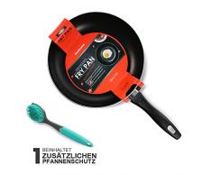 Masthome Bratpfanne 28 cm mit Geschirrbürste Aluminium Induktion Pfanne mit Antihaftbeschichtung und Rutchfest Griff