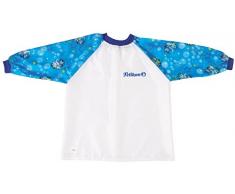 Pelikan Malschürze mit Klett-Verschluss und Tragebeutel für Kinder von ca. 6 - 9 Jahre / Kombi-Set (+ Elefanten-Becher & 5 Pinsel, Blau)