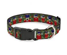 Buckle Down Cat Collar Breakaway Christmas Nutcracker Polka Dots Greens Gold Red 8 to 12 Inches 0.5 Inch Wide