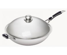 Bartscher 105981 Wokpfanne, Kaltgriffe - Stiel und Gegengriff (Edelstahl, 6 Liter)