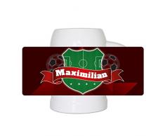 Fußball-Bierkrug mit Namen Maximilian und schönem Fußball-Wappen - Fan-Bierkrug personalisiert - Deutschland-Krug - Bierhumpen