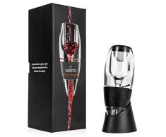 Savisto Weinbelüfter | Acryl Wein Dekantierer, Ausgießer und Filter mit Display Ständer - Schwarz
