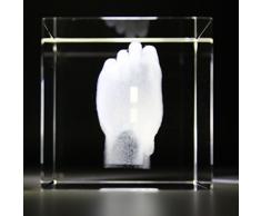 VIP-LASER 3D Glas Kristall mit Gravur I Herz aus zwei Händen I Text: Bester Bruder! I Das tolle Geschenk zum Geburtstag, Weihnachten oder einfach nur so!