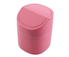 VANKOA Desktop Mülleimer Papierkorb Bedeckt Mülleimer Für Büro Wohnzimmer Auto Schreibtisch - Pink mit Schwingdeckel