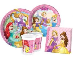 Ciao y2516 – Kit Party Party in-Disney Princess für 8 Personen (44 Stück: 8 Teller groß, mittelgroße 8 Teller, 8 Becher, 20 Servietten)