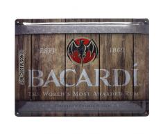 Nostalgic-Art Retro Blechschild - BACARDI - Wood Barrel Logo, Vintage Geschenk-Idee für Rum-Fans, zur Dekoration als Bar-Zubehör, 30 x 40 cm
