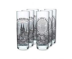 I LOVE KÖLN Kölschglas Geschichte 6er Pack, Gläser mit dem Kölner Dom und Geschichte, Biergläser mit Druck à 0,2ml