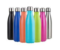 Hotchy Edelstahl Trinkflasche, Vakuum Isolierte Thermosflasche, BPA Frei 500ml Wasserflasche Auslaufsicher Thermoskanne für Kinder, Schule, Sport, Outdoor, Fahrrad, Fitness, Camping - Blau