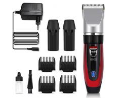 GHB Haarschneidemaschine Haarschneider Elektrischer Herren Profi Haartrimmer Set Netz und Akkubetrieb mit 4 Aufsätzen für Friseur Salon oder Privaten Gebrauch Rot (Verpackung MEHRWEG)