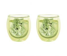 Levivo doppelwandiges Jumbo Thermoglas 400 ml, ideal als Kaffeeglas oder Teeglas, mundgeblasene Thermo-Gläser, hitzebeständig, handgefertigt, kratzfest und spülmaschinengeeignet, 2er-Set, grün