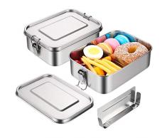JIMS STORE Brotdose Edelstahl Lunchbox für Kinder verdickte Brotbox Bento Box mit Dichtungsring Abnehmbaren Trenner auslaufsicher Spülmaschinenfest Plastikfrei ohne BPA
