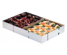 Westmark Kuchen-/Pizzarahmen, Backrahmen mit Teiler, Länge und Breite verstellbar, Rostfreier Edelstahl, Silber, 31322260