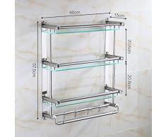 Handtuchhalter,Handtuchring,Handtuchhaken,Geschirrtuchhalter,Zur Wandmontage,Ideal Für Bad Toilette Küche Büro Handtuchhalter Bad Handtuchhalter Badregal Aus Edelstahl,Dreischichtiges Glas,60 Cm