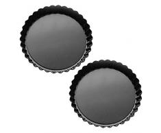 Lawei 2 Stück Quicheform Tarteform Antihaftbeschichtung Rund Kuchenrom Quiche Tart Form mit Abnehmbar Basis Boden zum Backen, 22,9 cm