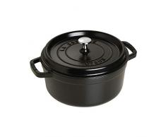 Staub Bräter rund aus Gusseisen in schwarz - Durchmesser/ Fassungsvermögen 24 cm/ 3,8 Liter