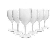 RB Weingläser Weiß Premium-Kunststoff Unzerbrechlich Wiederverwendbar 25cl, 6 Stück