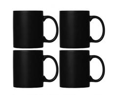 Smilatte M010 matt schwarz Porzellan Kaffeetasse 320ml Classic Keramik Tasse mit Hanlde für Latte Cappuccino Tee 4 Stück