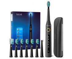 Elektrische Zahnbürste Fairywill 5 Modi Elektrische Schallzahnbürste mit Schwarz Reise-Etui 8 Aufsteckbürsten, 2 Minuten Timer, 4 Stunden USB-Aufladung für maximal 30 Tage, IPX7 Wasserdicht