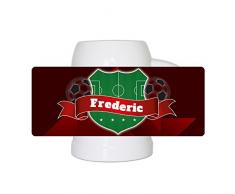 Fußball-Bierkrug mit Namen Frederic und schönem Fußball-Wappen - Fan-Bierkrug personalisiert - Deutschland-Krug - Bierhumpen