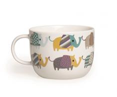 Excelsa Animals Tasse Jumbo, 450 ml, Porzellan, Weiß Elefant 11x11x8.1 cm Weiß/bunt