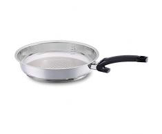 Fissler crispy steelux comfort / Edelstahl-Pfanne (Ø 28 cm) unbeschichtete-Steakpfanne, Bratpfanne-induktionsgeeignet, Stielpfanne, ideal zum krossen anbraten, alle Herdarten - auch Induktion
