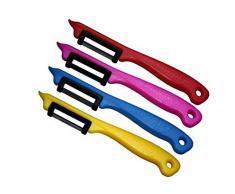 Schwertkrone Obstschäler Pendelschäler Gemüseschäler Sparschäler/Solingen Germany Rechts- und Linkshänder bunt gemischt Set - 4 Stück - Zufällige Farbe