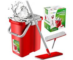 Green Blue GB850 MaxiClean Set + 2X Wischbezug Flach-Mopp und 2 in 1 Eimer Wischmop Set Wischmop Bodenwischer Mopp Mop Reinigungssystem Reiniger (GB850 MaxiClean Set)