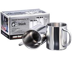 com-four® 2x Edelstahl-Kaffeebecher - 280 ml je Kaffeetasse - Thermo-Trinkbecher aus hochwertigem Edelstahl - Kaffeepott bruchsicher - doppelwandige Isolierbecher - BPA FREE