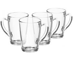 com-four® 4x Teeglas - Trinkgläser aus Glas mit Henkel - Ideal für Tee, Kakao, Kaffee und Cappuccino (04 Stück - 315ml)