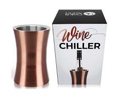 Oak & Steel Premium Edelstahl Weinkühler, Rose-Gold - Doppelwandiger Flaschenkühler, Flaschenhalter - Stilvoll & Elegantes Weinkuehler - Kein EIS Benötigt! Barzubehör