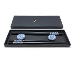 2 Paar handgemachte Sushi Stäbchen - Stäbchen japanisch - Essstäbchen Holz schwarz und elegant (Holz)