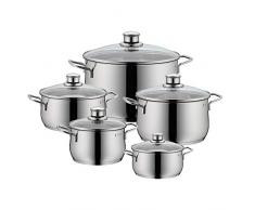 WMF Diadem Plus Topfset Induktion, 5-teilig, Cromargan Edelstahl poliert, Töpfe mit Glasdeckel, Induktionstöpfe, unbeschichtet, backofengeeignt