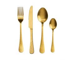BUTLERS Baronet Besteck 4er-Set - Hochwertige Besteckgarnitur, Gold - Essbesteck mit Messer, Gabel, Löffeln - Edelstahl
