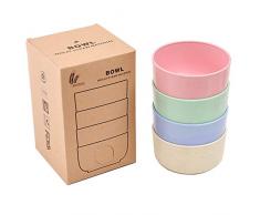 Lezed Müslischale für Kinder Bio Müslischalen Dessertschalen Salatschale Suppenschüssel, Weizenstrohfaser leichte abbaubare Bowl Schüssel für Reis, Brei, Suppen, Müsli, Dessert 4 Stück