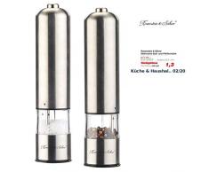 Rosenstein & Söhne Salzmühle: Elektrische Salz- /Pfeffermühle mit Keramik-Mahlwerk, 22,5 cm, 2er-Set (Peffermühle)