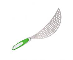 Hemoton 1Pc Edelstahl Pfanne Topf Abtropffläche Spaghetti Nudelsieb mit Kunststoffgriff Abtropffläche Küchenentleerungswerkzeug (Grün)