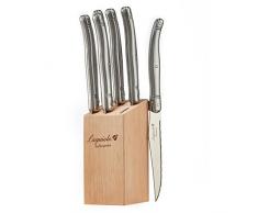 FLYINGCOLORS Laguiole Steakmesser Set. Gezahnte Klinge, Edelstahl, 6 Stück